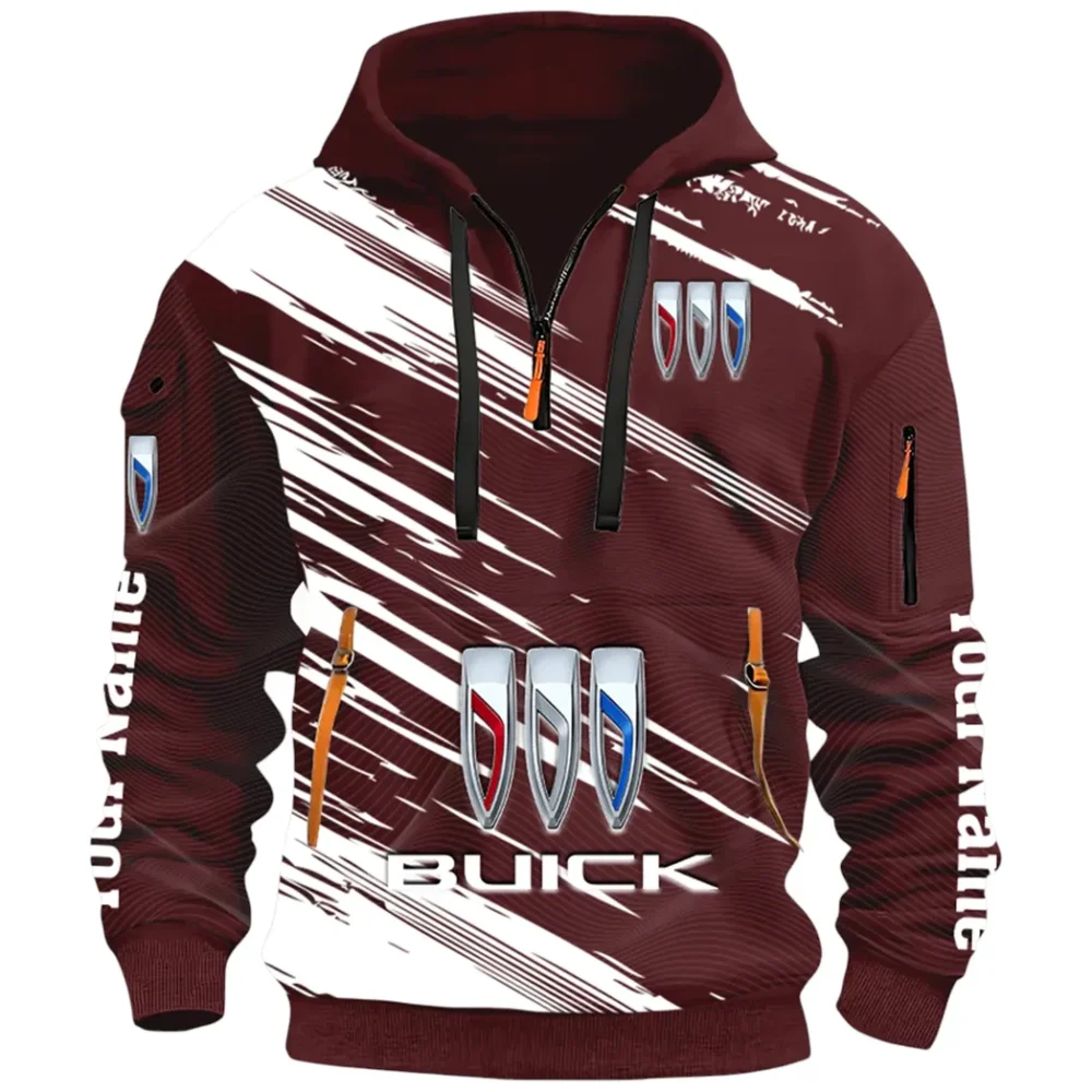 Luxury Car Hoodie Half Zip 3D, Rugged Casual Fit Hoodie CAR514 - Dark Red - Image 2