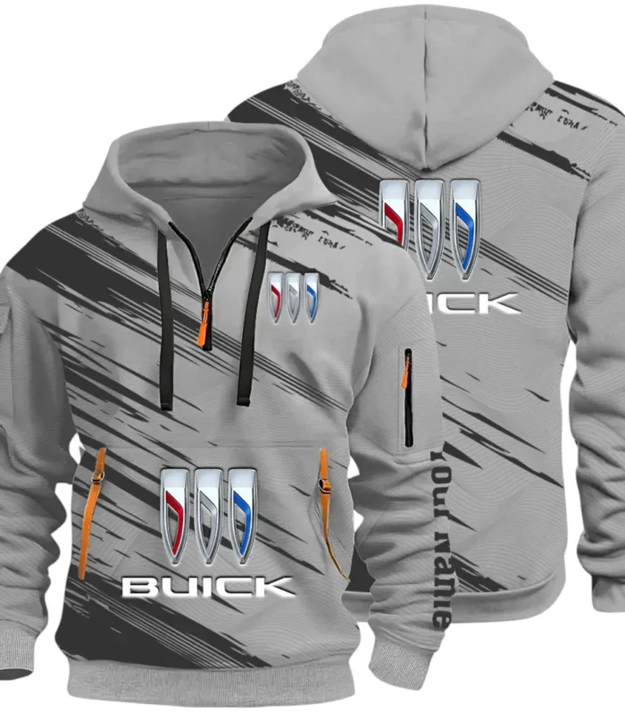 Luxury Car Hoodie Half Zip 3D, Rugged Casual Fit Hoodie CAR514 - Gray