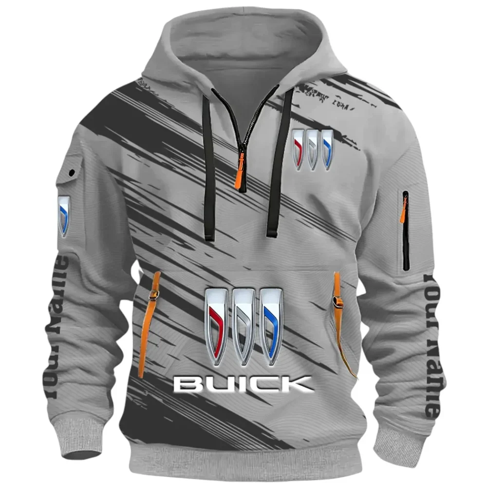 Luxury Car Hoodie Half Zip 3D, Rugged Casual Fit Hoodie CAR514 - Gray - Image 2