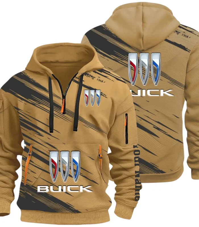Luxury Car Hoodie Half Zip 3D, Rugged Casual Fit Hoodie CAR514 - Khaki