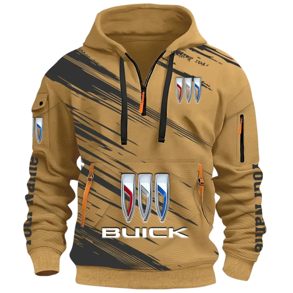 Luxury Car Hoodie Half Zip 3D, Rugged Casual Fit Hoodie CAR514 - Khaki - Image 2