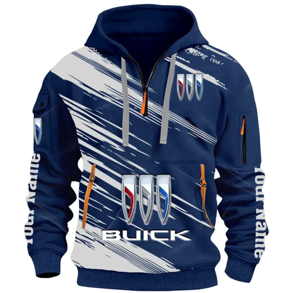 Luxury Car Hoodie Half Zip 3D, Rugged Casual Fit Hoodie CAR514 - Navy - Image 2