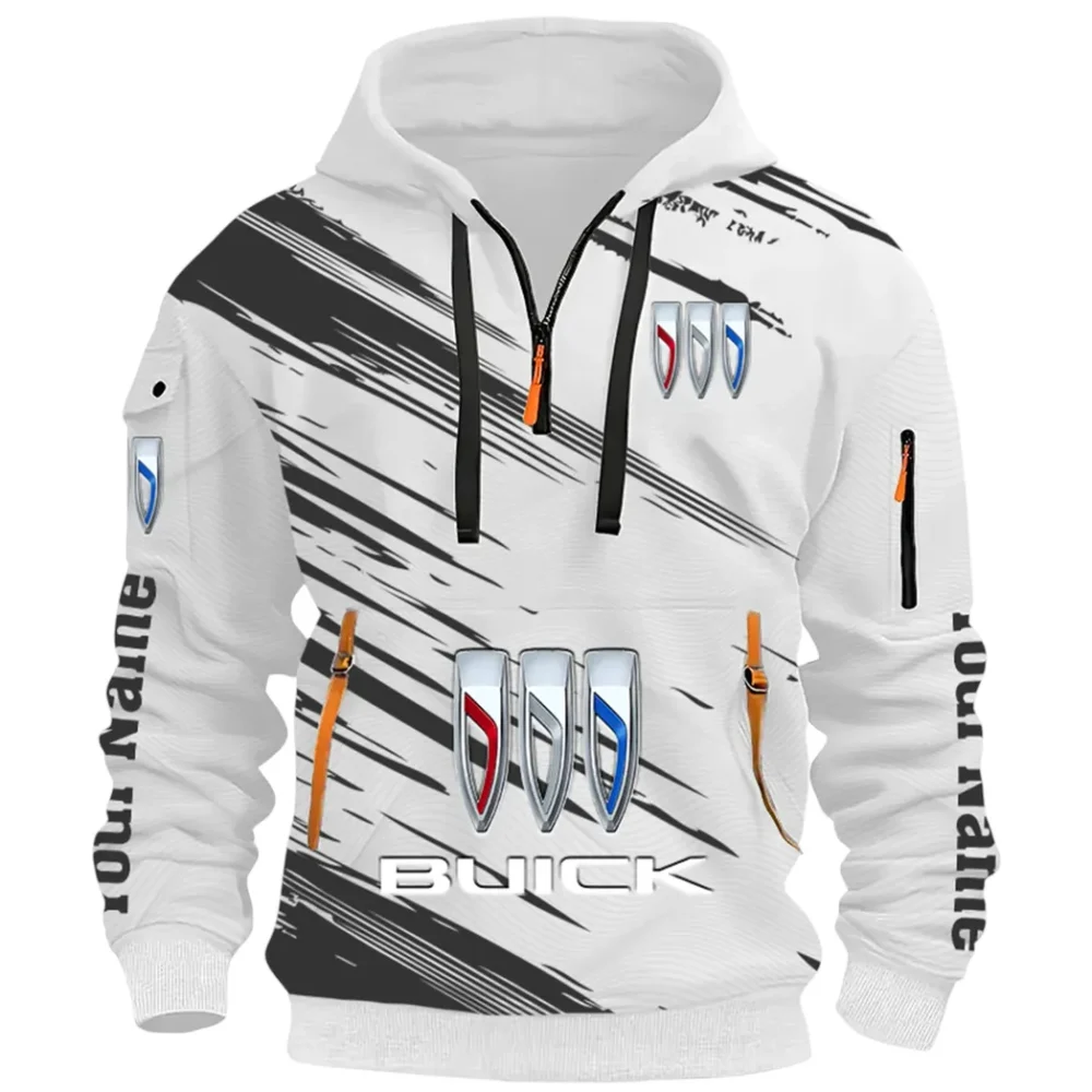 Luxury Car Hoodie Half Zip 3D, Rugged Casual Fit Hoodie CAR514 - White - Image 2