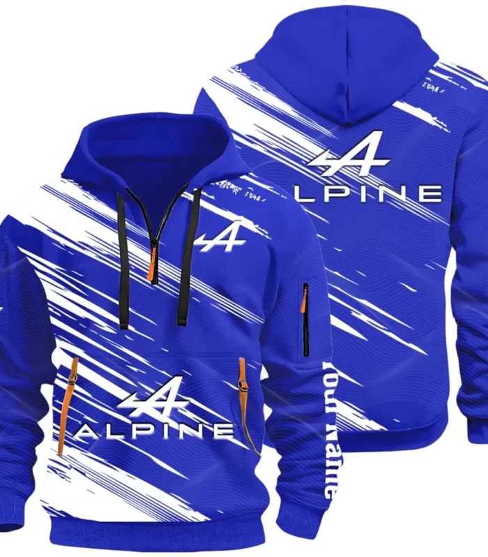 European Sports Car Hoodie Half Zip 3D, Sporty Urban Hoodie Style CAR514 - Blue