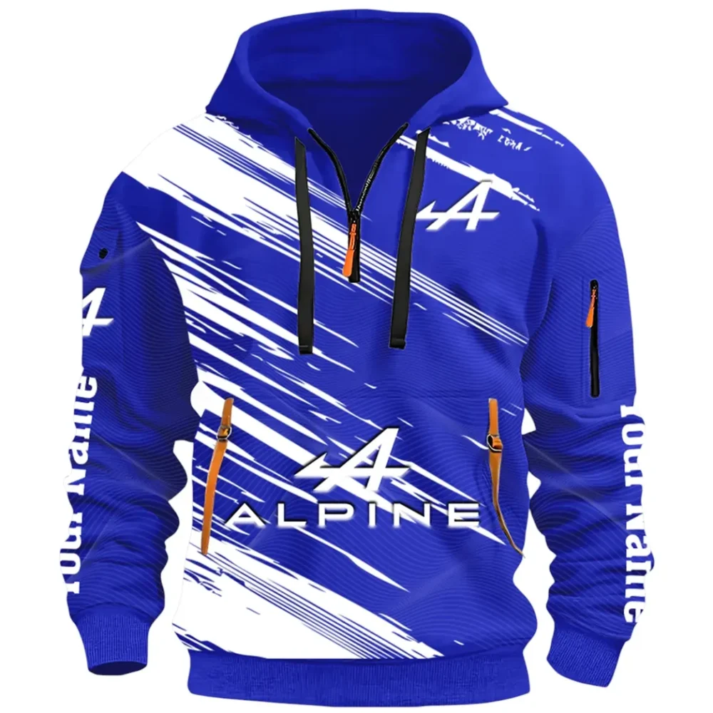 European Sports Car Hoodie Half Zip 3D, Sporty Urban Hoodie Style CAR514 - Blue - Image 2