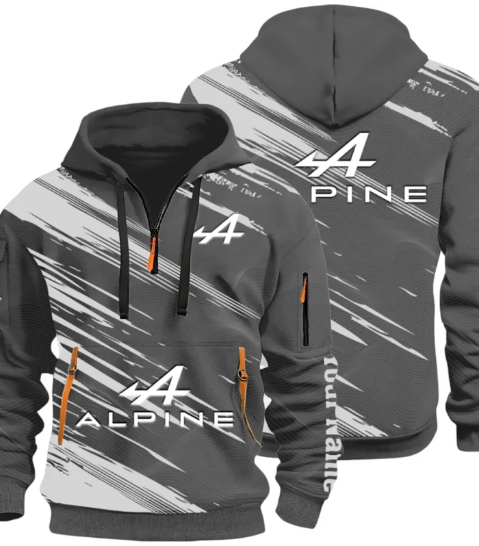 European Sports Car Hoodie Half Zip 3D, Sporty Urban Hoodie Style CAR514 - Dark Gray