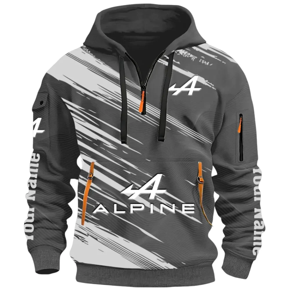European Sports Car Hoodie Half Zip 3D, Sporty Urban Hoodie Style CAR514 - Dark Gray - Image 2