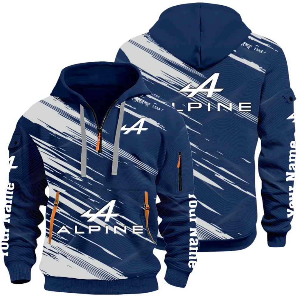 European Sports Car Hoodie Half Zip 3D, Sporty Urban Hoodie Style CAR514 - Navy