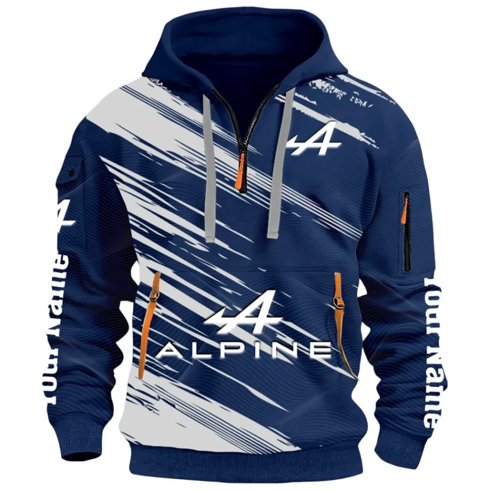 European Sports Car Hoodie Half Zip 3D, Sporty Urban Hoodie Style CAR514 - Navy - Image 2