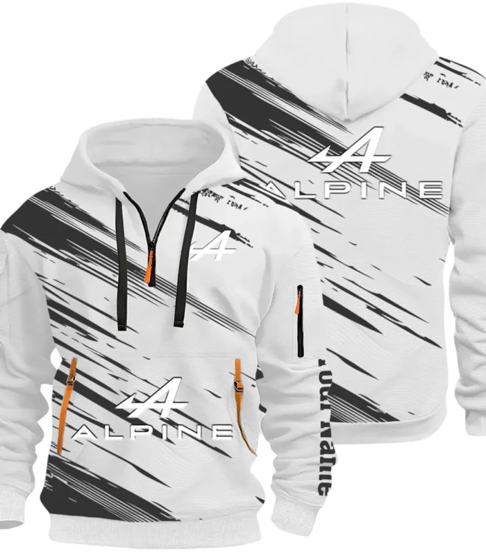 European Sports Car Hoodie Half Zip 3D, Sporty Urban Hoodie Style CAR514 - White