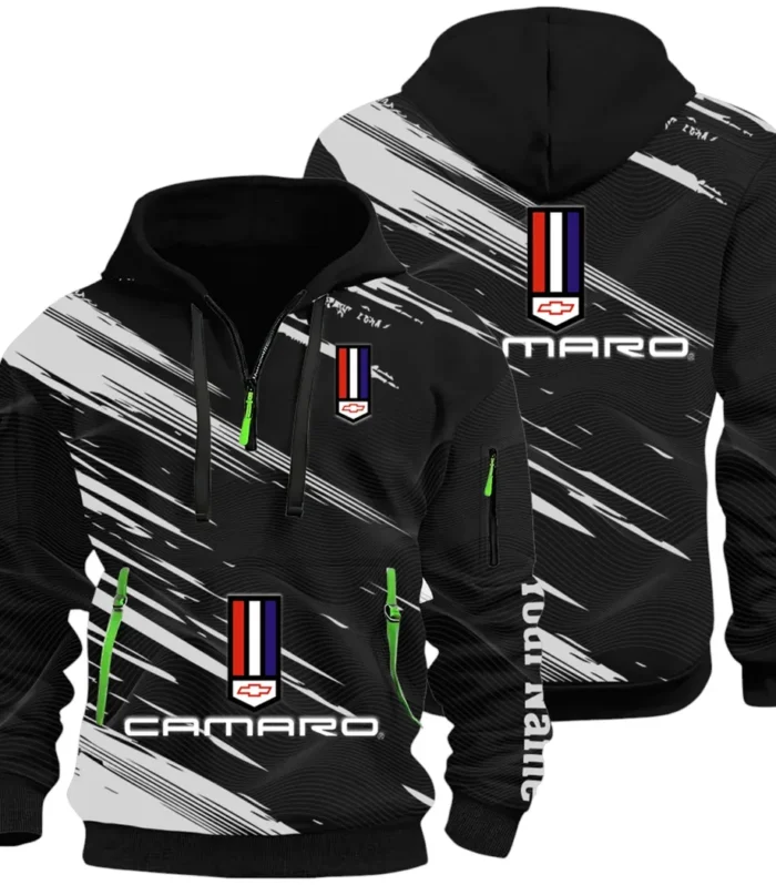 American Speed Car Hoodie Half Zip 3D, Classic Comfortable Hoodie Style CAR514 - Black