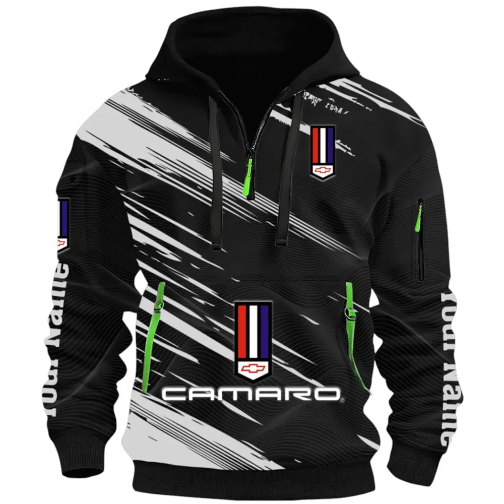 American Speed Car Hoodie Half Zip 3D, Classic Comfortable Hoodie Style CAR514 - Black - Image 2