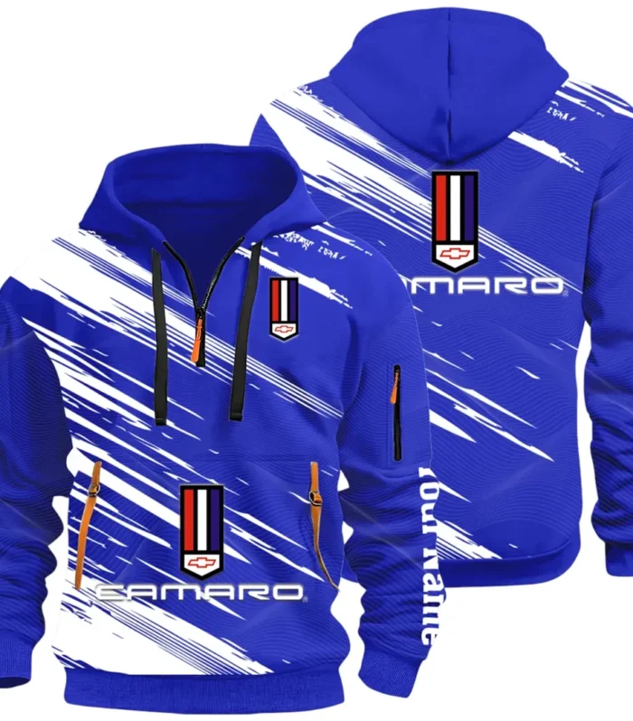 American Speed Car Hoodie Half Zip 3D, Classic Comfortable Hoodie Style CAR514 - Blue