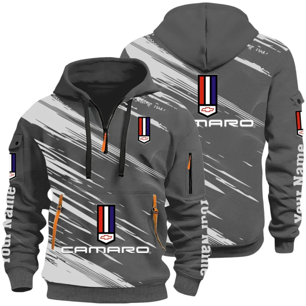American Speed Car Hoodie Half Zip 3D, Classic Comfortable Hoodie Style CAR514 - Dark Gray