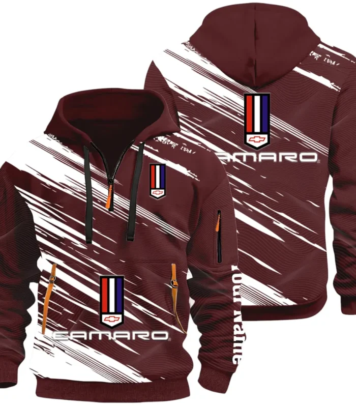 American Speed Car Hoodie Half Zip 3D, Classic Comfortable Hoodie Style CAR514 - Dark Red