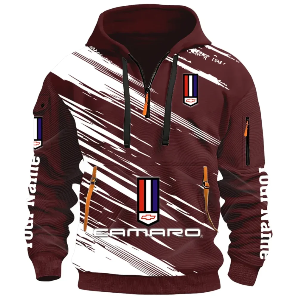 American Speed Car Hoodie Half Zip 3D, Classic Comfortable Hoodie Style CAR514 - Dark Red - Image 2