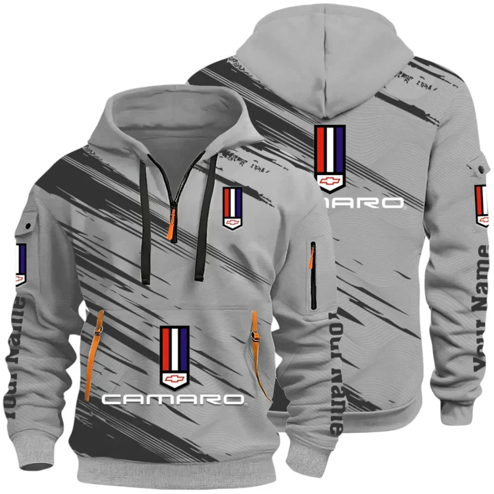 American Speed Car Hoodie Half Zip 3D, Classic Comfortable Hoodie Style CAR514 - Gray