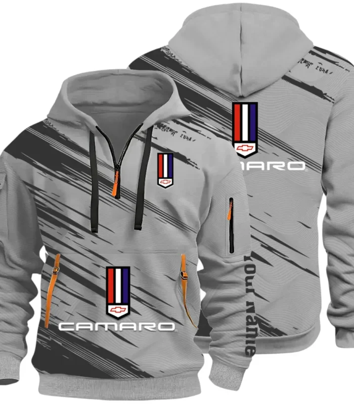 American Speed Car Hoodie Half Zip 3D, Classic Comfortable Hoodie Style CAR514 - Gray