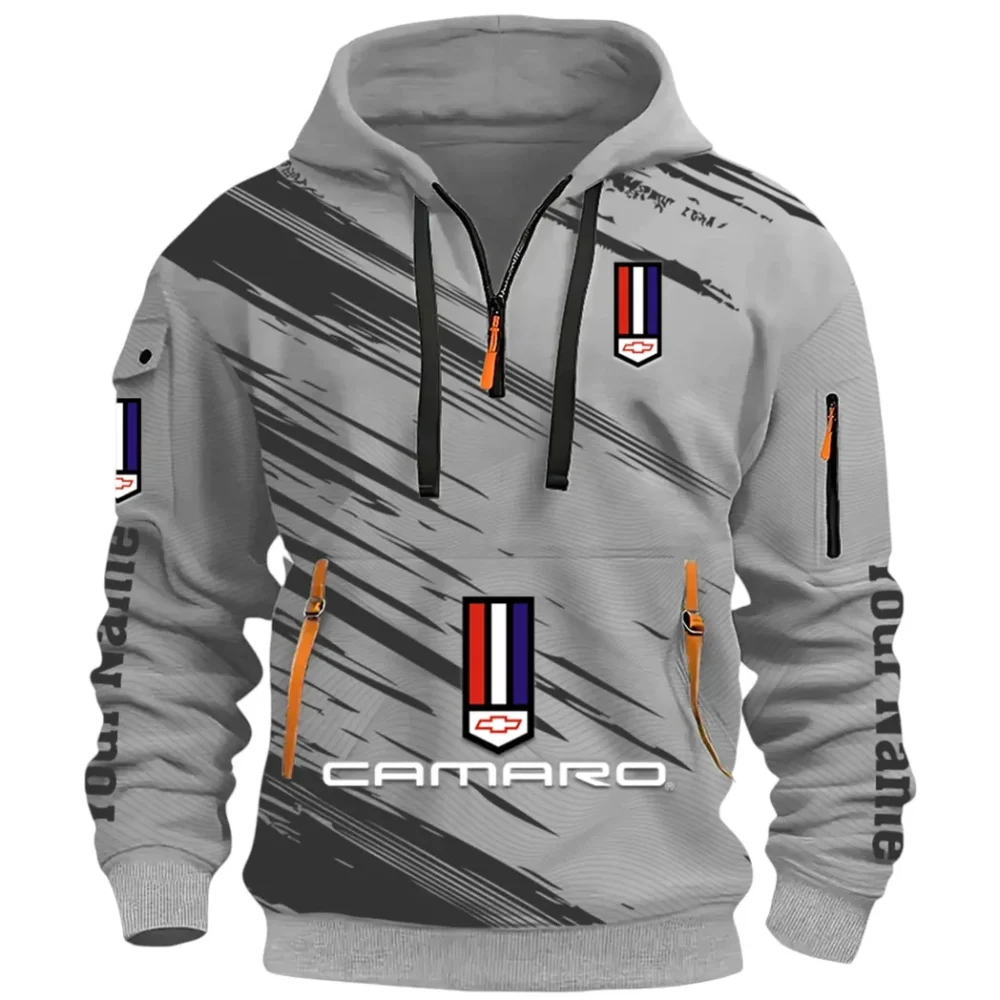 American Speed Car Hoodie Half Zip 3D, Classic Comfortable Hoodie Style CAR514 - Gray - Image 2