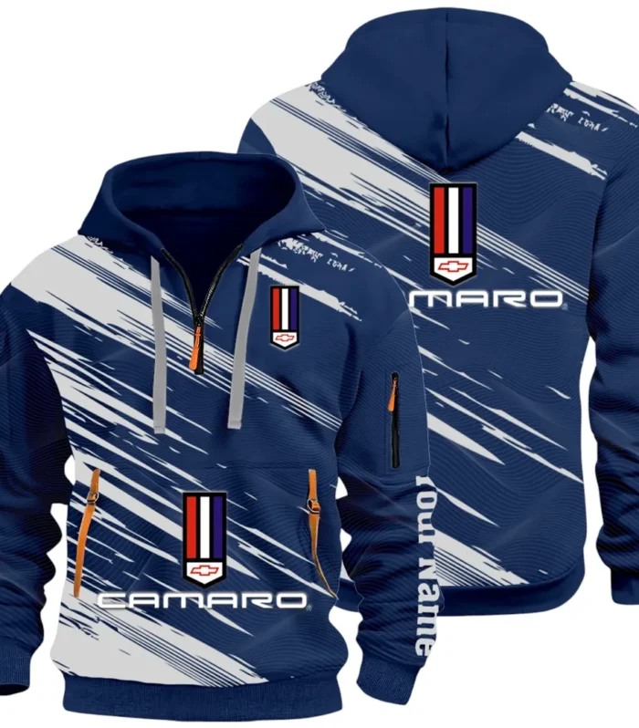American Speed Car Hoodie Half Zip 3D, Classic Comfortable Hoodie Style CAR514 - Navy