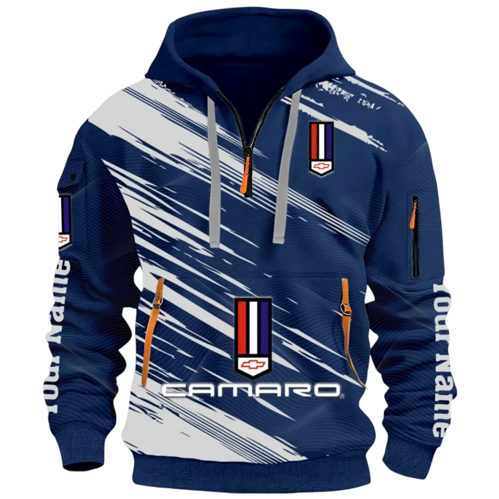 American Speed Car Hoodie Half Zip 3D, Classic Comfortable Hoodie Style CAR514 - Navy - Image 2