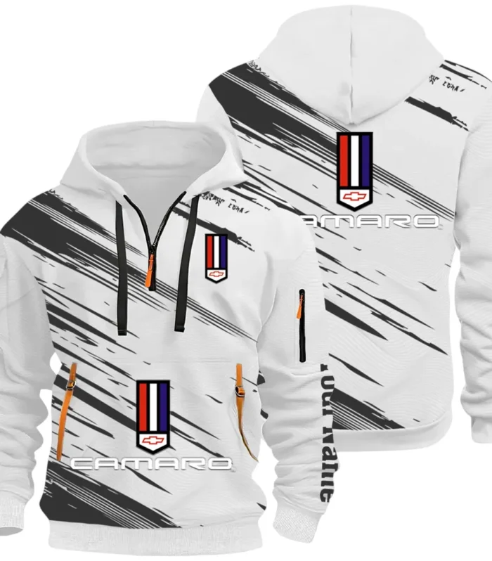 American Speed Car Hoodie Half Zip 3D, Classic Comfortable Hoodie Style CAR514 - White
