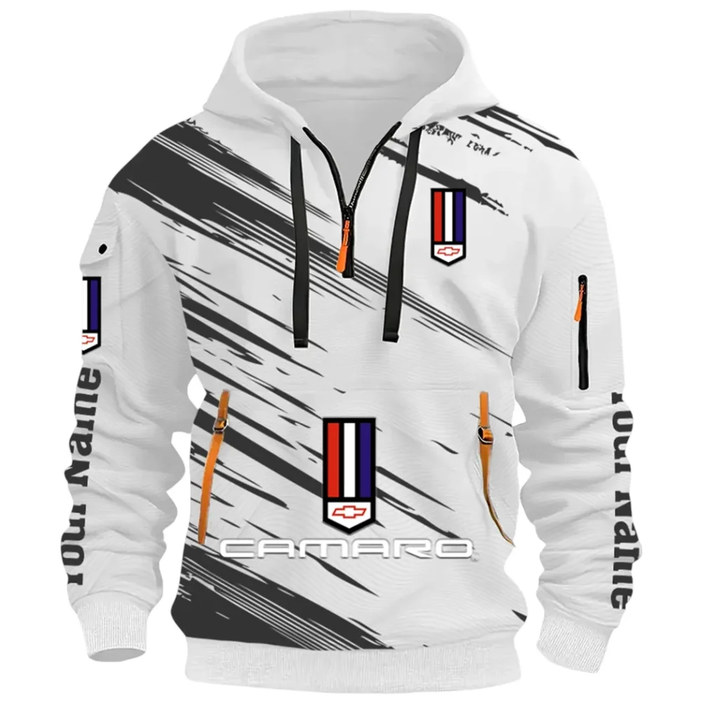 American Speed Car Hoodie Half Zip 3D, Classic Comfortable Hoodie Style CAR514 - White - Image 2
