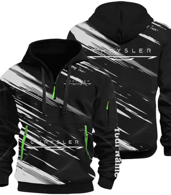 Full-Size Car Hoodie Half Zip 3D, Urban Style & Relaxed Fit Hoodie CAR514 - Black