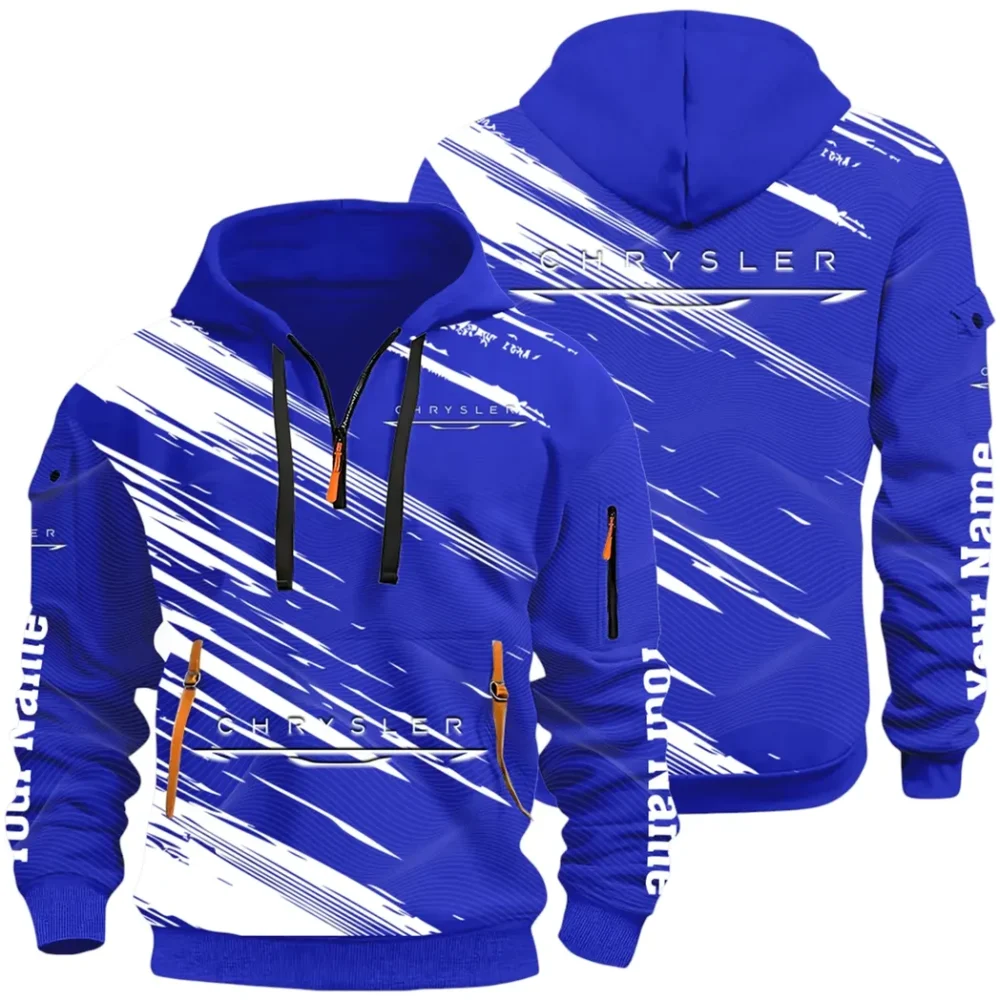 Full-Size Car Hoodie Half Zip 3D, Urban Style & Relaxed Fit Hoodie CAR514 - Blue