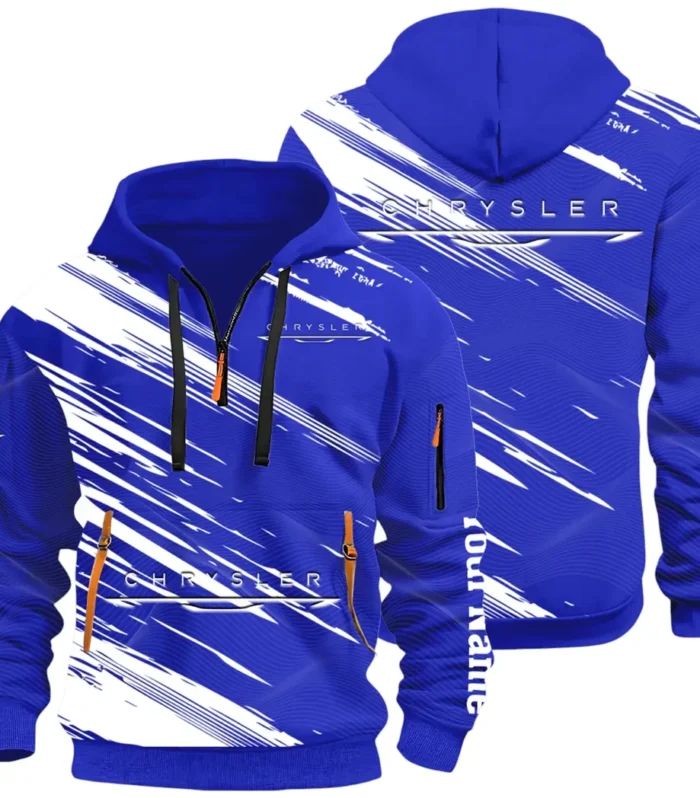 Full-Size Car Hoodie Half Zip 3D, Urban Style & Relaxed Fit Hoodie CAR514 - Blue