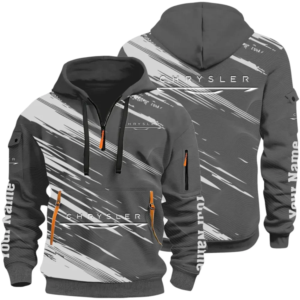 Full-Size Car Hoodie Half Zip 3D, Urban Style & Relaxed Fit Hoodie CAR514 - Dark Gray