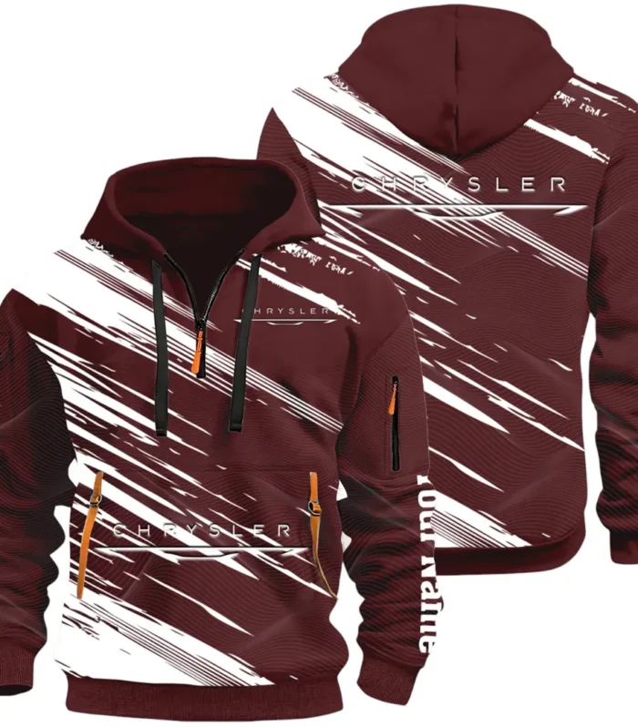 Full-Size Car Hoodie Half Zip 3D, Urban Style & Relaxed Fit Hoodie CAR514 - Dark Red