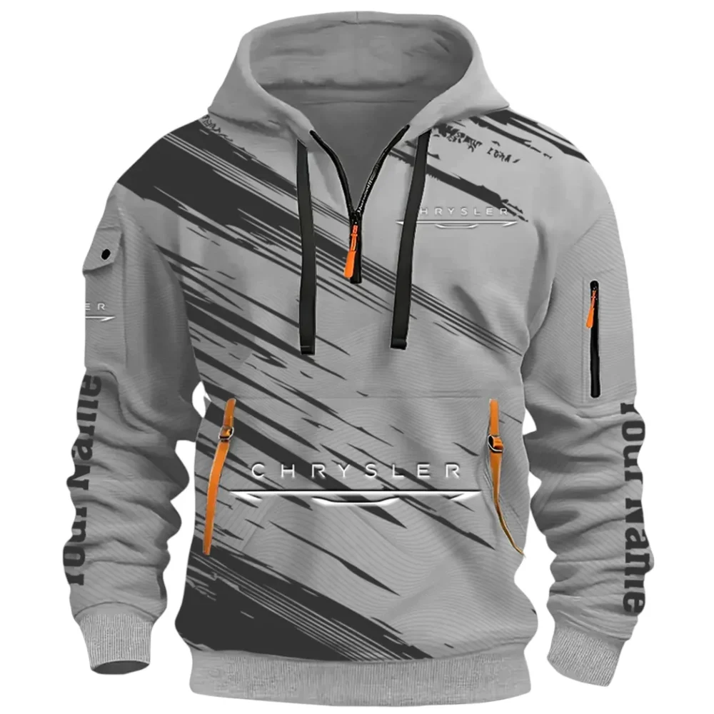 Full-Size Car Hoodie Half Zip 3D, Urban Style & Relaxed Fit Hoodie CAR514 - Gray - Image 2