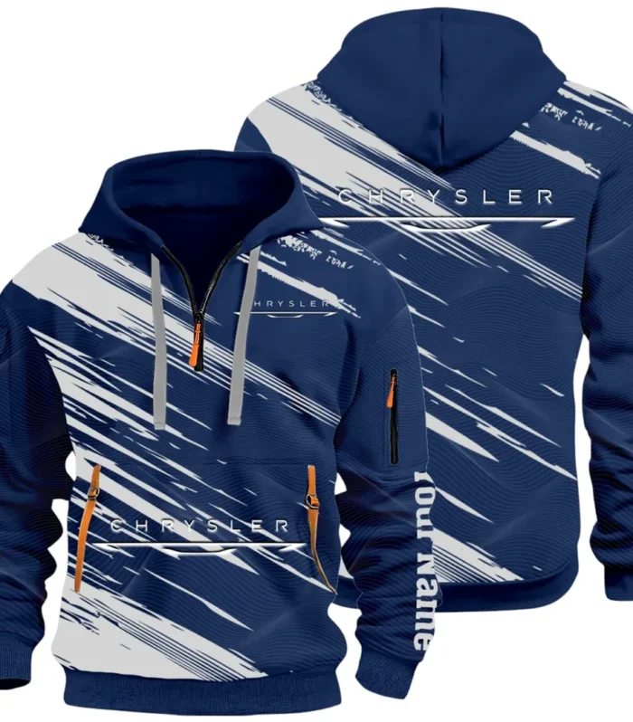 Full-Size Car Hoodie Half Zip 3D, Urban Style & Relaxed Fit Hoodie CAR514 - Navy