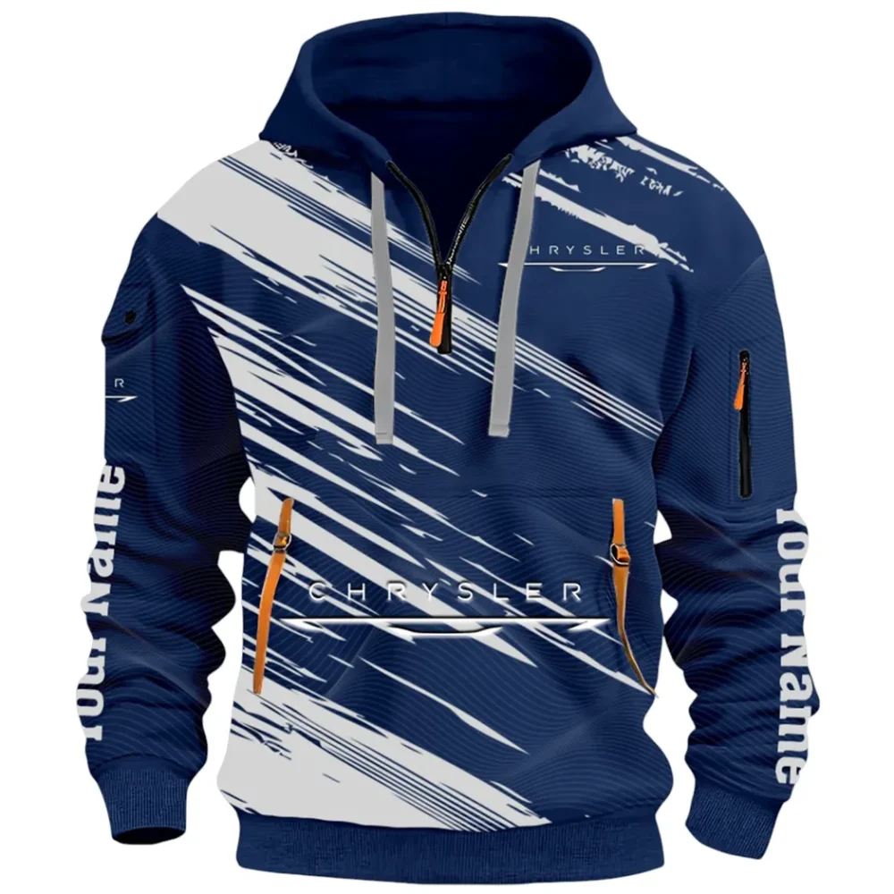Full-Size Car Hoodie Half Zip 3D, Urban Style & Relaxed Fit Hoodie CAR514 - Navy - Image 2
