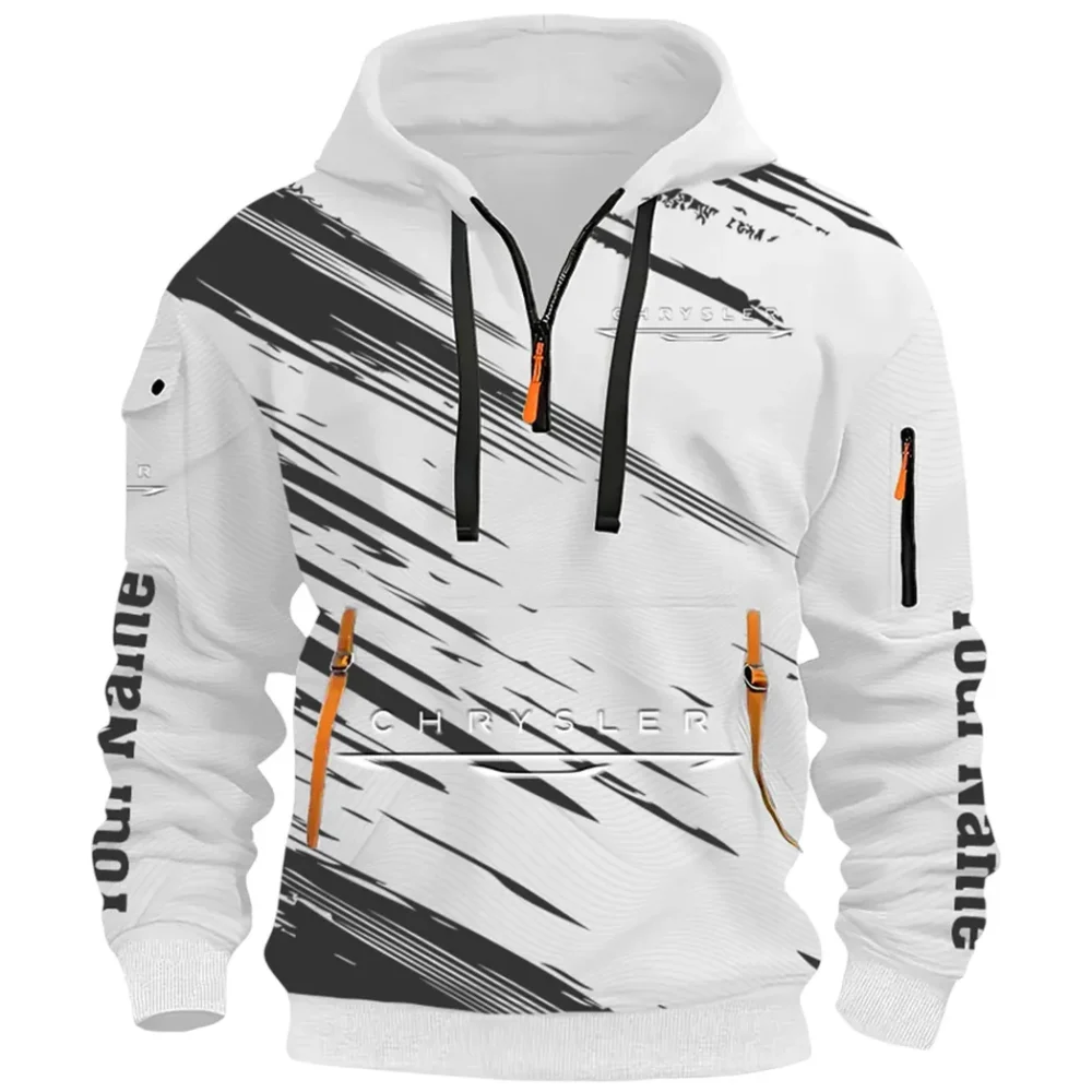 Full-Size Car Hoodie Half Zip 3D, Urban Style & Relaxed Fit Hoodie CAR514 - White - Image 2
