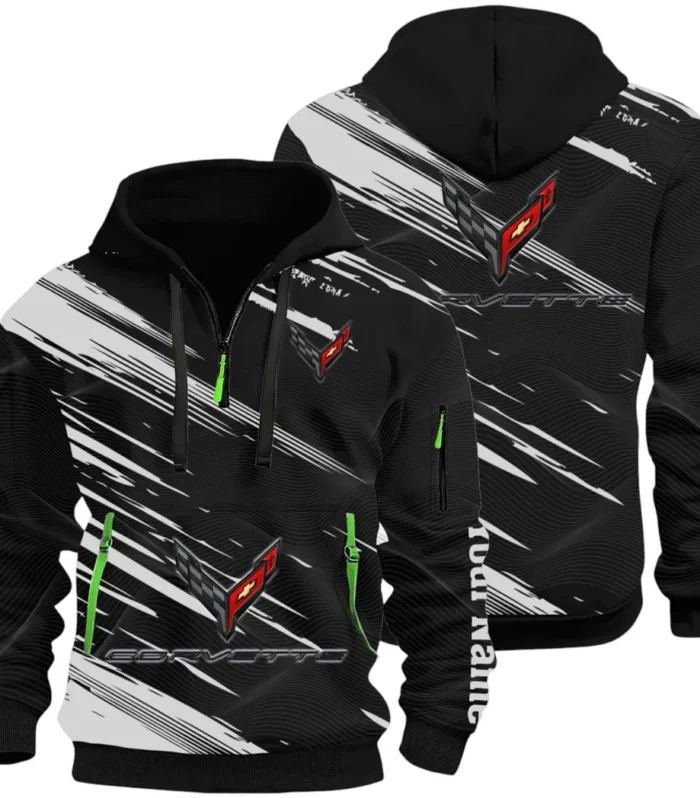American Supercar Hoodie Half Zip 3D, Lightweight & Casual Comfort Hoodie CAR514 - Black