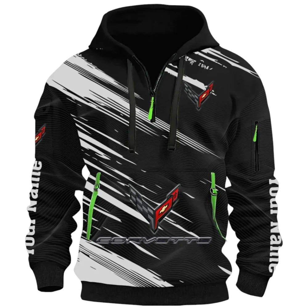 American Supercar Hoodie Half Zip 3D, Lightweight & Casual Comfort Hoodie CAR514 - Black - Image 2
