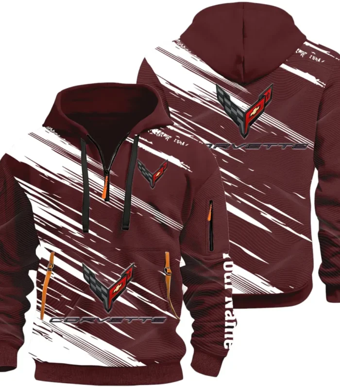 American Supercar Hoodie Half Zip 3D, Lightweight & Casual Comfort Hoodie CAR514 - Dark Red