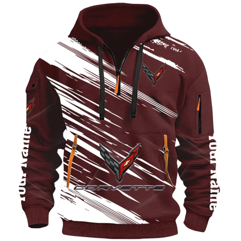 American Supercar Hoodie Half Zip 3D, Lightweight & Casual Comfort Hoodie CAR514 - Dark Red - Image 2