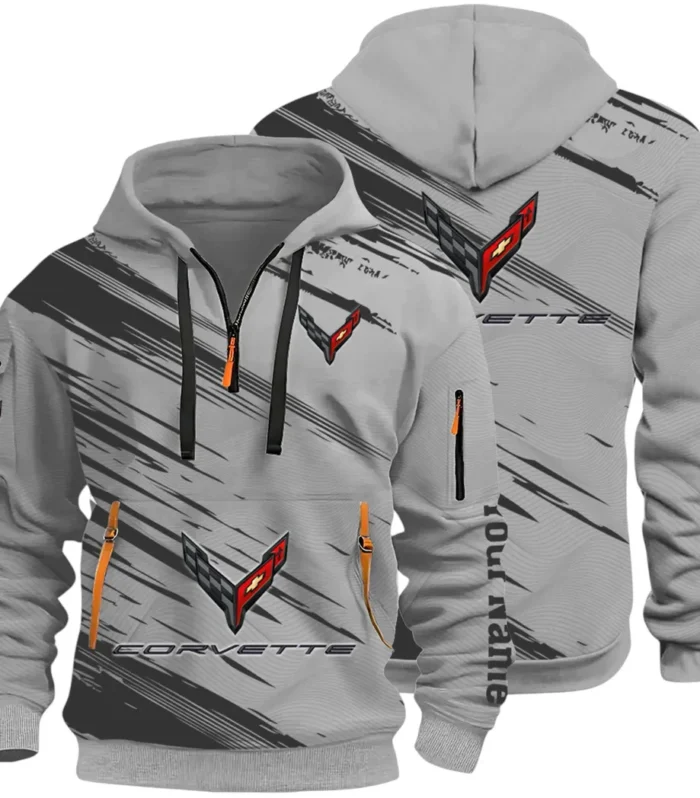 American Supercar Hoodie Half Zip 3D, Lightweight & Casual Comfort Hoodie CAR514 - Gray
