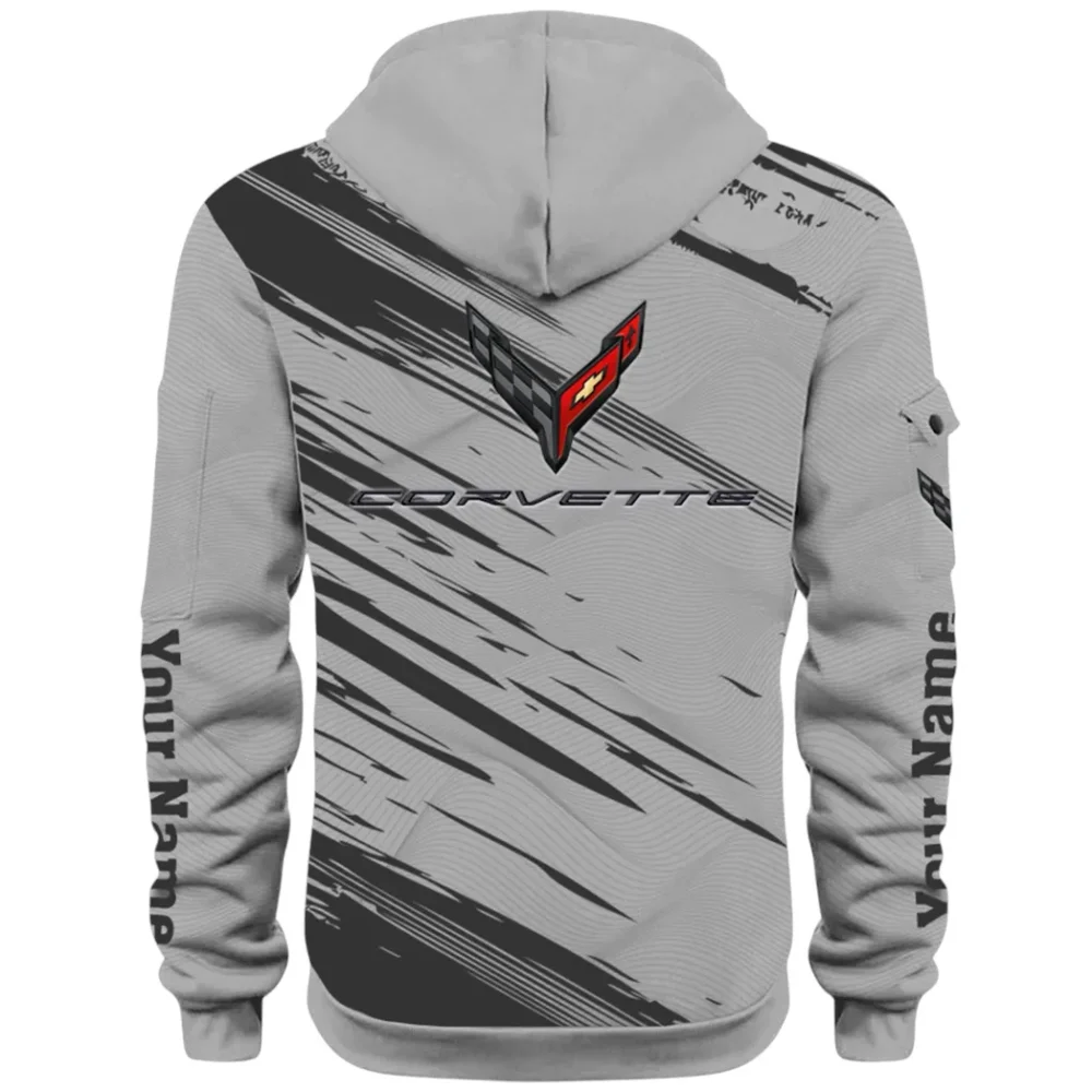 American Supercar Hoodie Half Zip 3D, Lightweight & Casual Comfort Hoodie CAR514 - Gray - Image 3