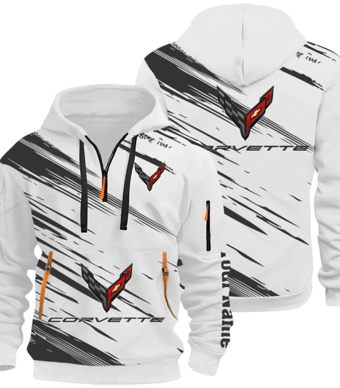 American Supercar Hoodie Half Zip 3D, Lightweight & Casual Comfort Hoodie CAR514 - White