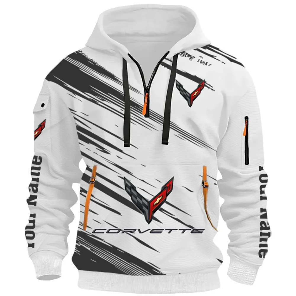 American Supercar Hoodie Half Zip 3D, Lightweight & Casual Comfort Hoodie CAR514 - White - Image 2