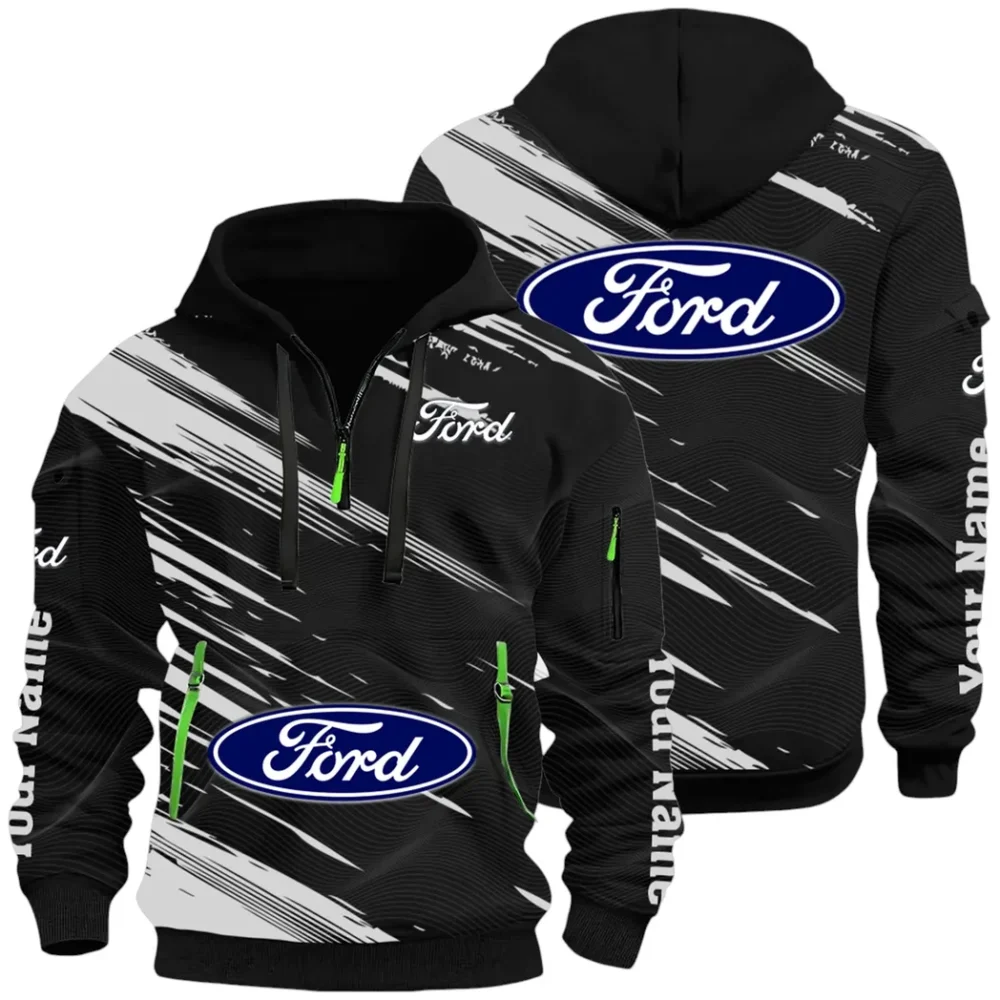 American Classic Hoodie Half Zip 3D, Everyday Comfortable Hoodie CAR514 - Black