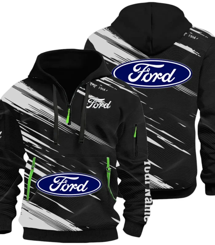 American Classic Hoodie Half Zip 3D, Everyday Comfortable Hoodie CAR514 - Black