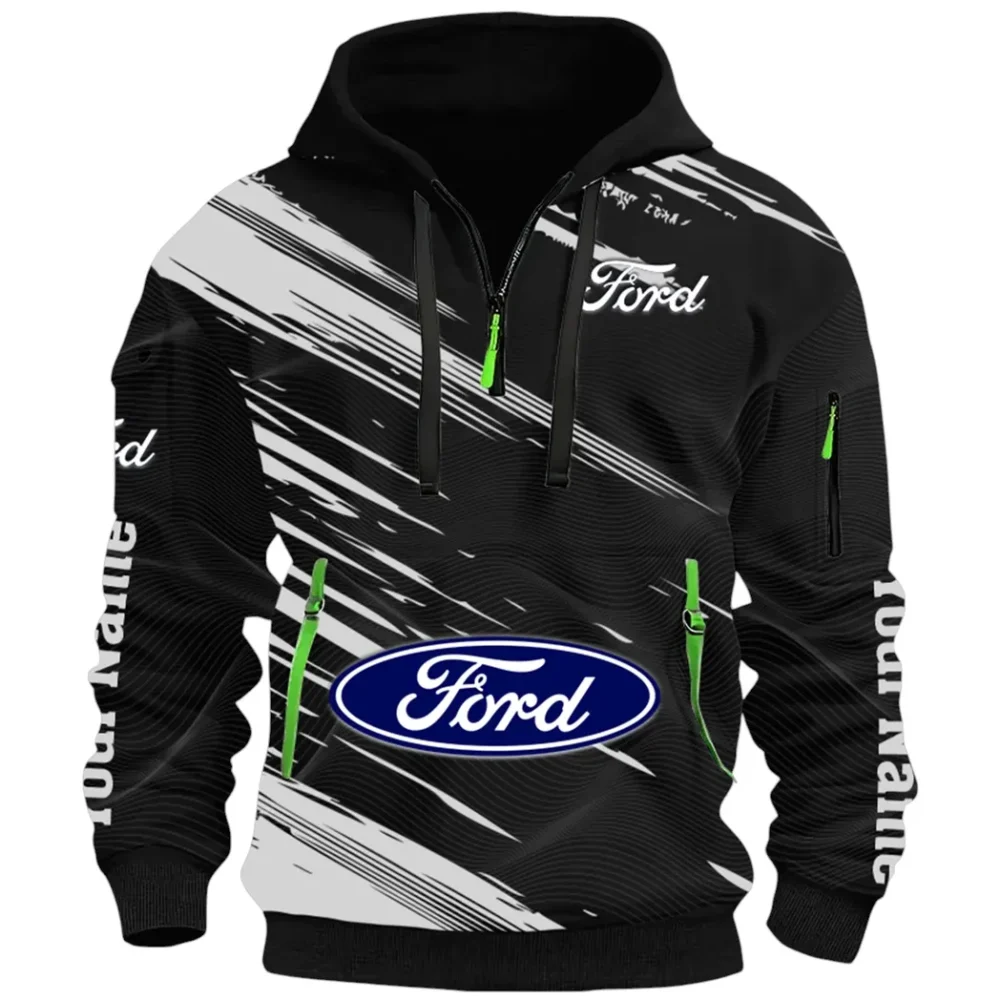 American Classic Hoodie Half Zip 3D, Everyday Comfortable Hoodie CAR514 - Black - Image 2