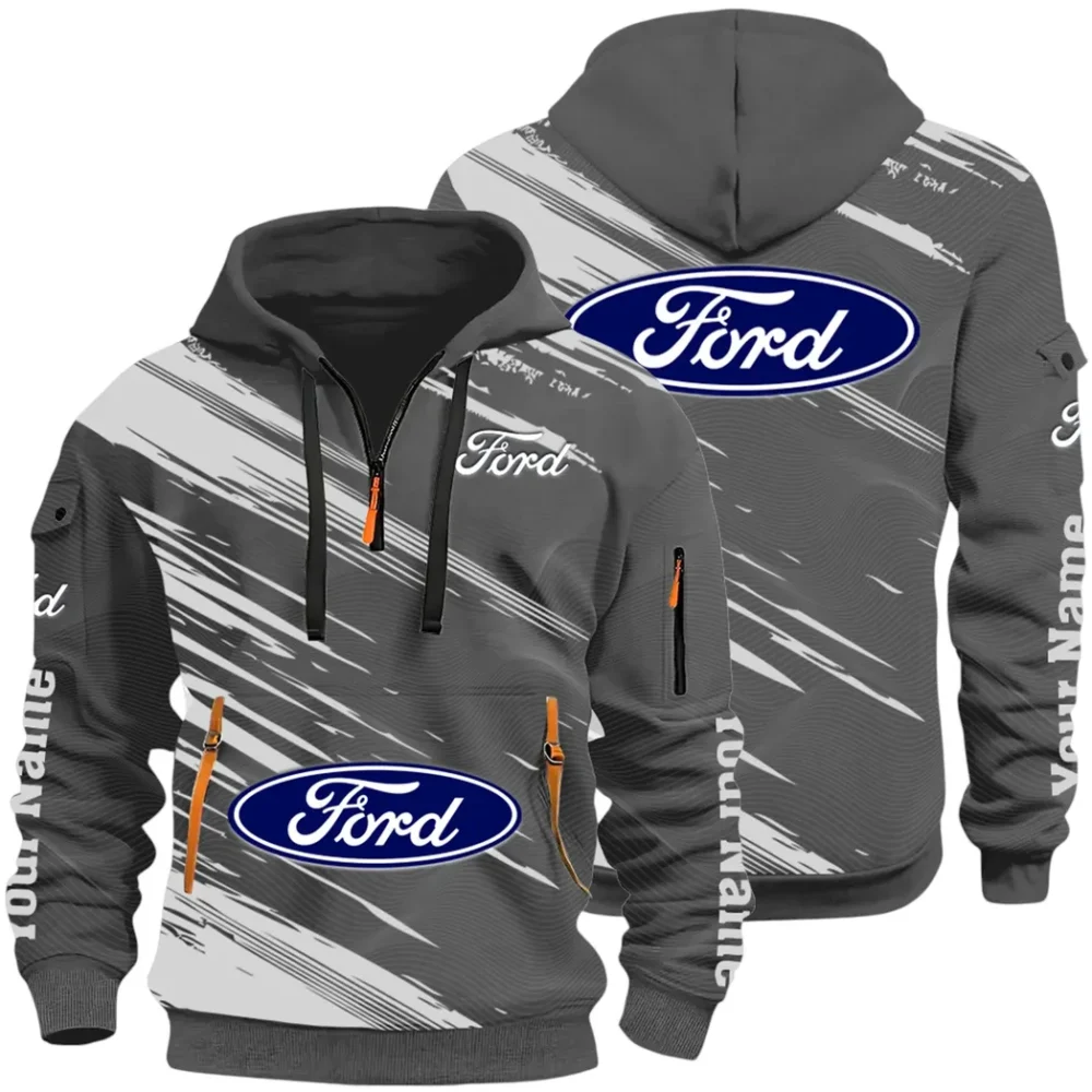 American Classic Hoodie Half Zip 3D, Everyday Comfortable Hoodie CAR514 - Dark Gray