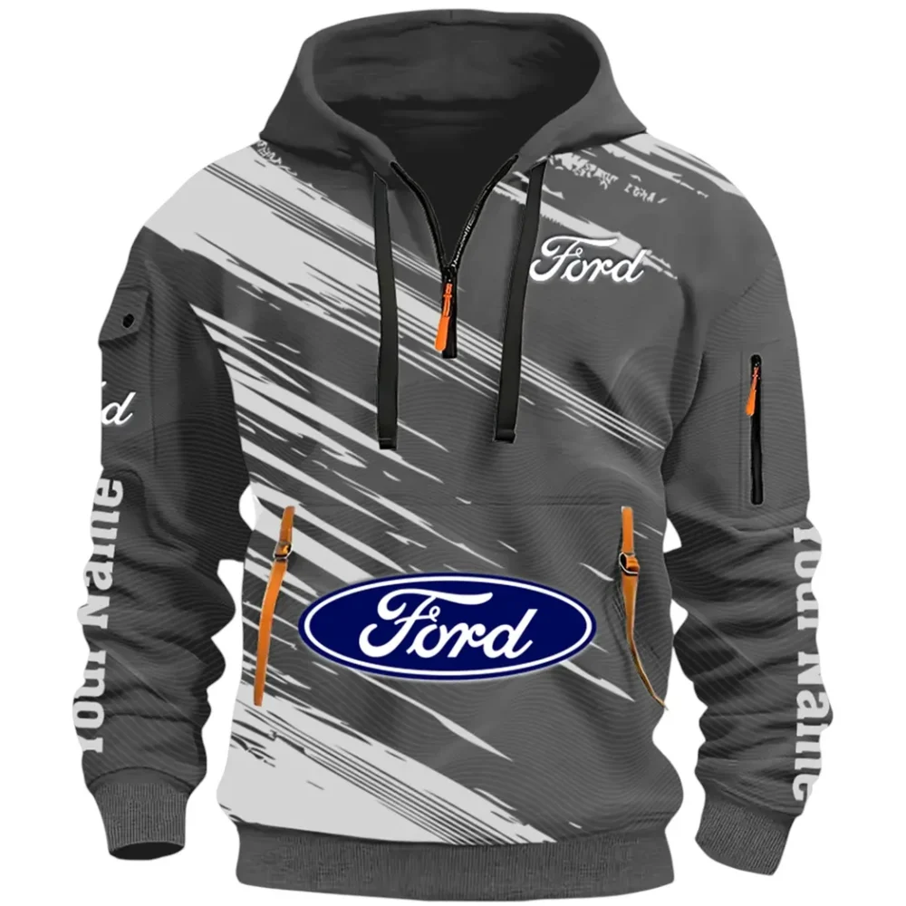 American Classic Hoodie Half Zip 3D, Everyday Comfortable Hoodie CAR514 - Dark Gray - Image 2