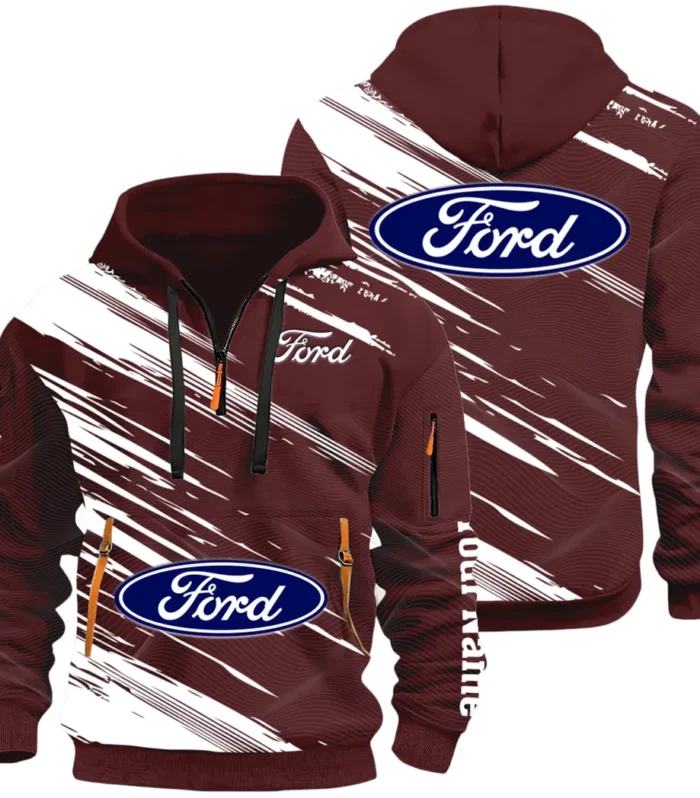 American Classic Hoodie Half Zip 3D, Everyday Comfortable Hoodie CAR514 - Dark Red